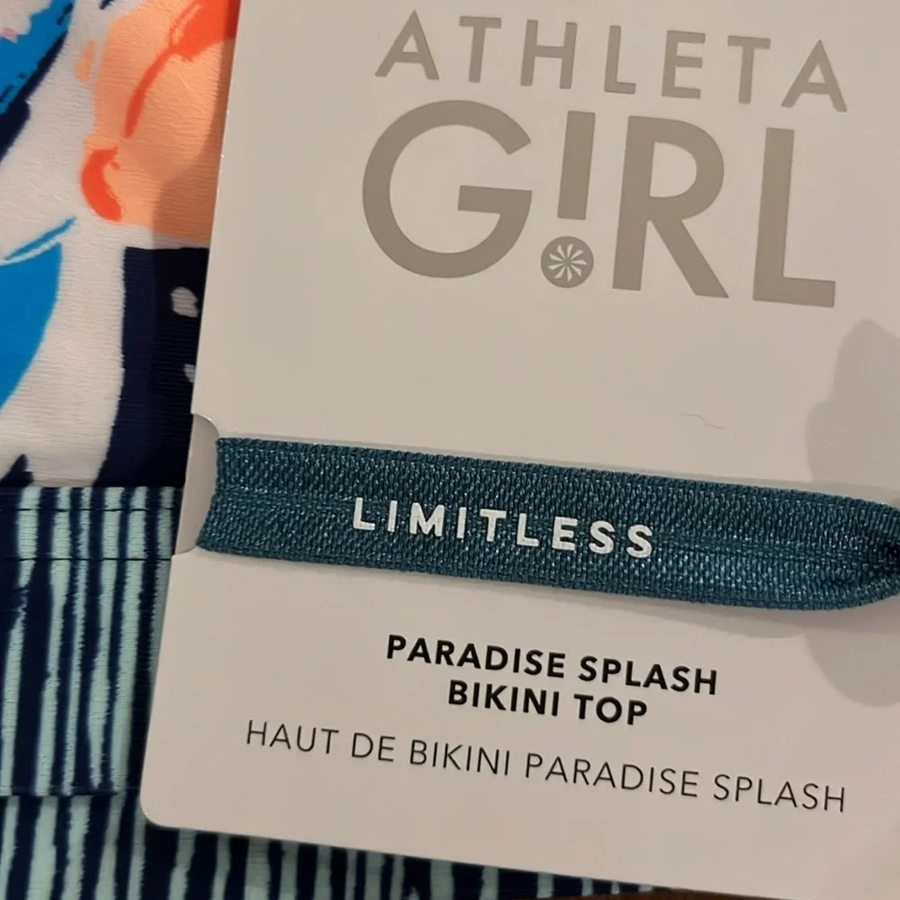 NWT Athleta Girl Paradise Splash Bikini top with matching bottoms Size XL/14.